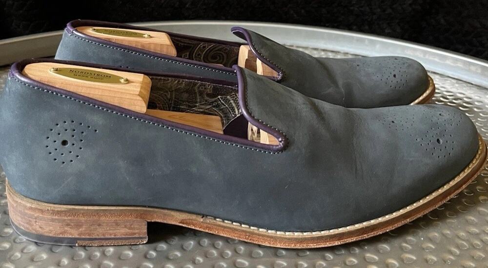Men's Robert Graham Blue Slip on Loafers Dress/Business Shoes Size 9.5